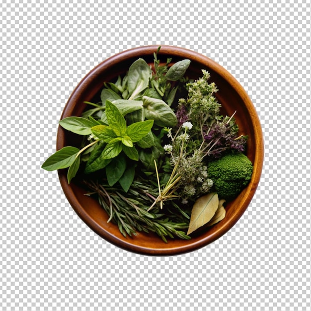 PSD herbs on bowl transparent background