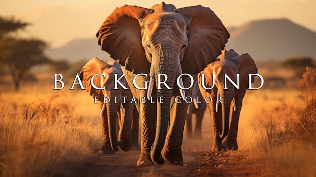 A herd of Elephants walking through a grassland