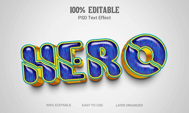 Hero 3D Text  Effect Style Editable PSD File