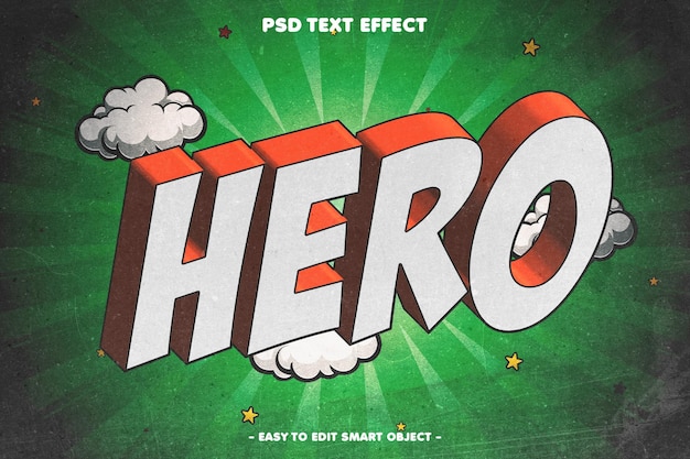 PSD hero comic style editable text effect