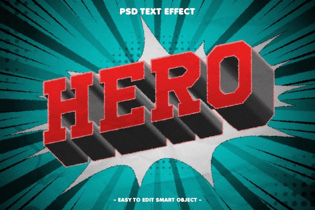 PSD hero comic style editable text effect