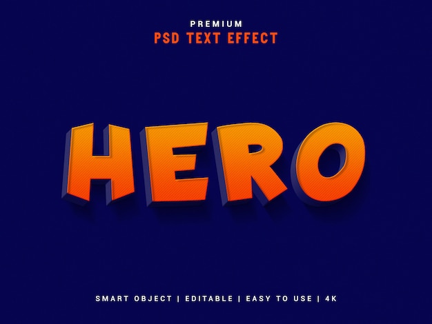 Hero Psd Text Effect, 3d Realistic template, Text Style.