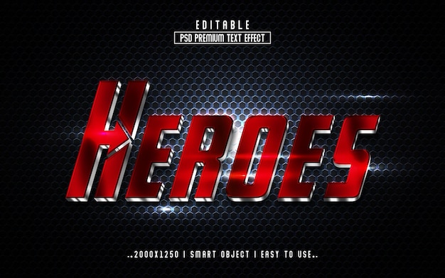 Heroes 3D Editable psd Text Effect Style