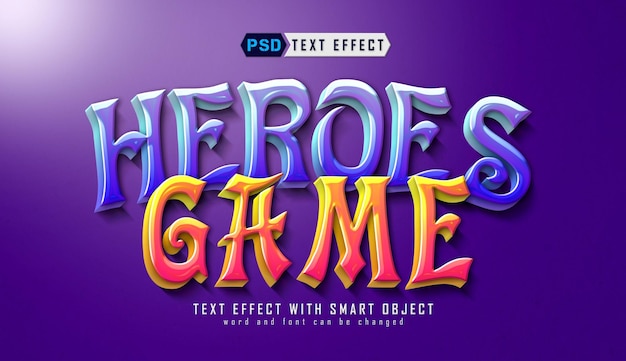 PSD heroes game cartoon editable text effect