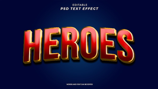 HEROES TEXT EFFECT EDITABLE DESIGN