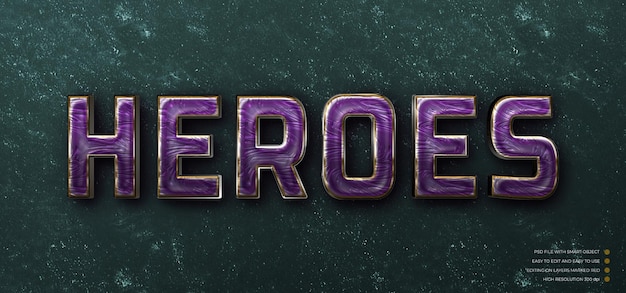 Heroes text effect editable text style