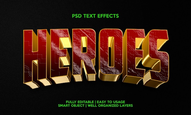 heroes text effect template