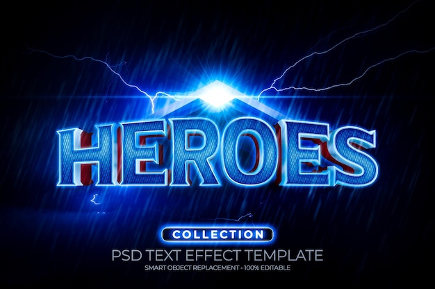 Heroes text effect with thunder