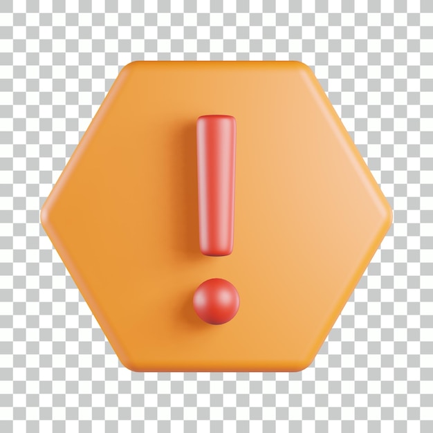 Hexagon Alert Exclamation Sign 3D Icon