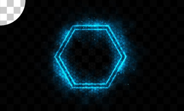 Hexagon blue light flare effect transparent background design