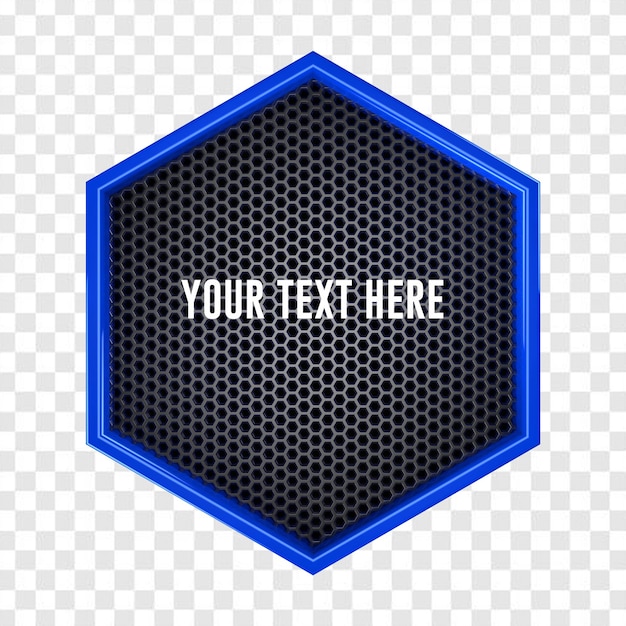 A hexagon with blue hexagons and text in blue