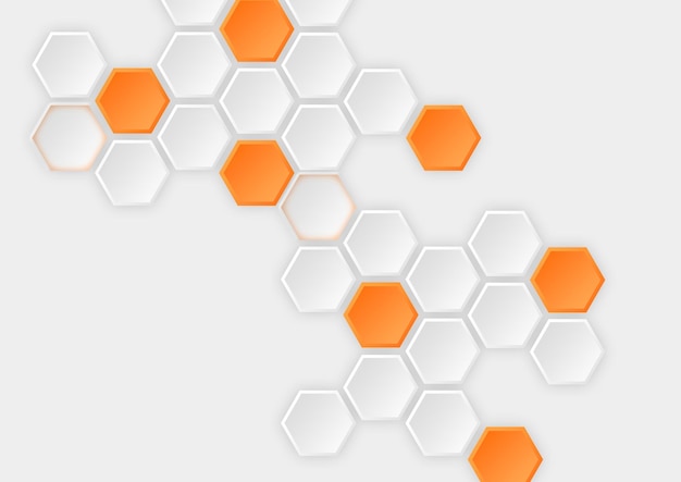 PSD hexagonal background with shadow and orange color gradient