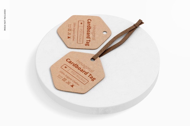 Hexagonal Cardboard Tag Mockup