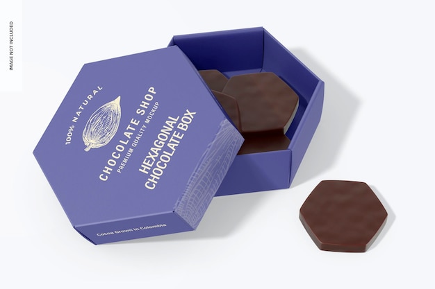 Hexagonal Chocolate Box Mockup with Chocolate