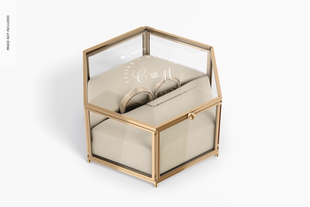 Hexagonal Clear Ring Box Mockup Perspective