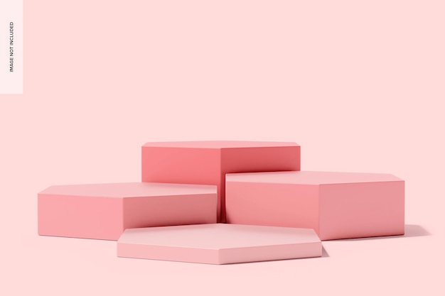 Hexagonal Pink Podiums Mockup