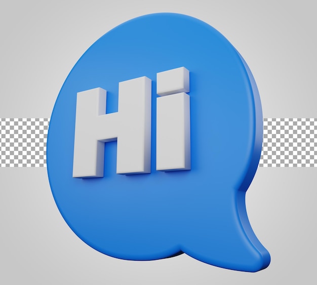 Hi chat on transparent background 3D Render