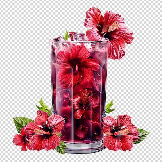 PSD hibiscus juice isolated on a transparent background