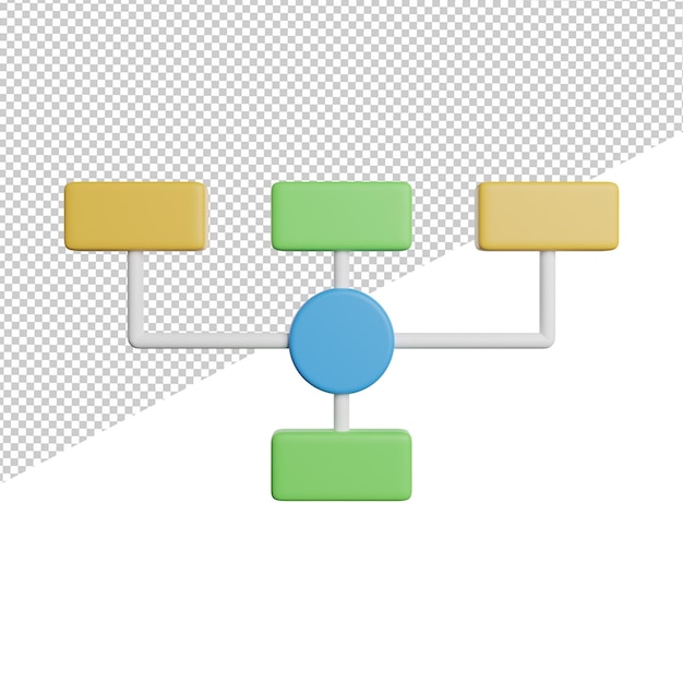 Hierarchy Organizational Charts front view 3d rendering illustration on transparent background