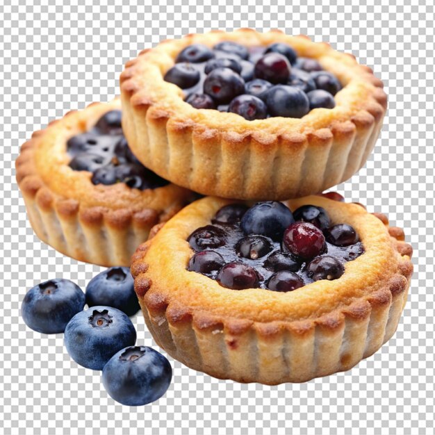 PSD high angle of blueberry desserts with mint on transparent background