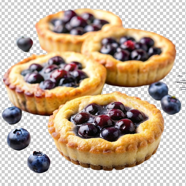 PSD high angle of blueberry desserts with mint on transparent background