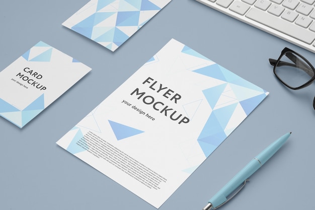 High angle geometric flyer mockup