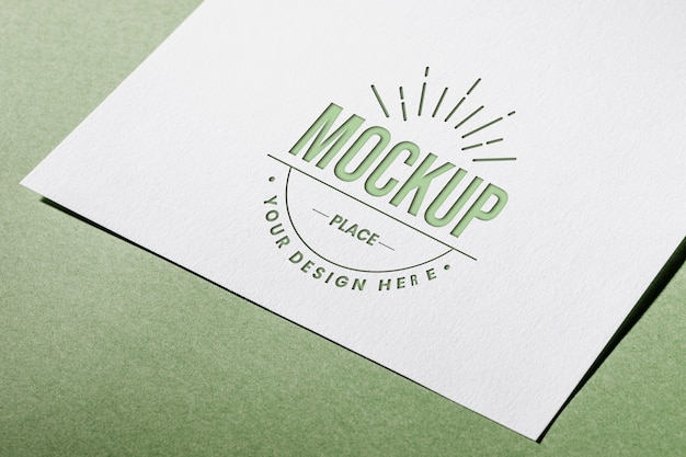 High angle of mock-up textured paper card for business