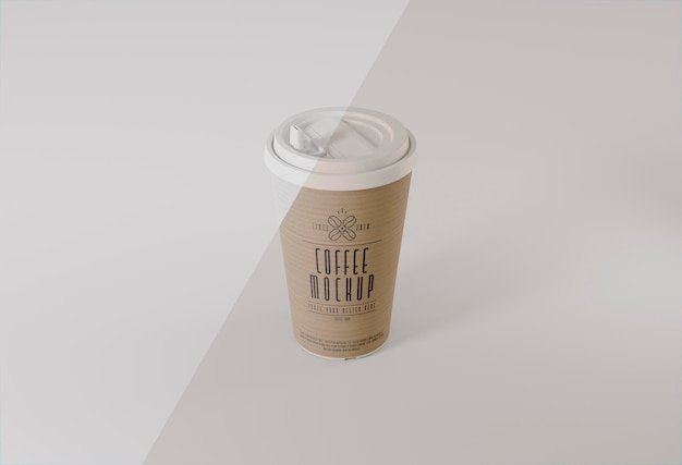 High angle paper coffee cup mockup