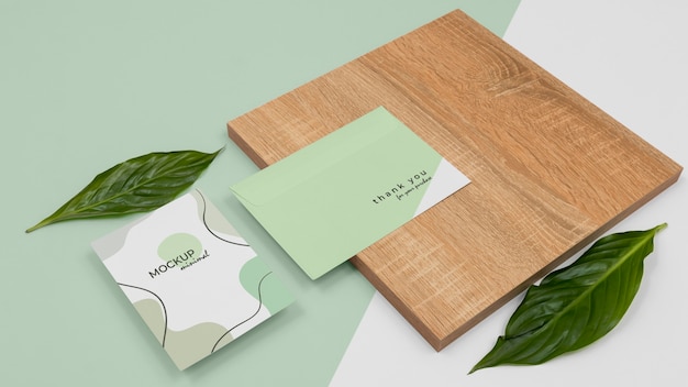 High angle stationery mockup arrangement