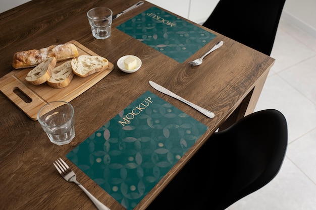 High angle table arrangement at restaurant