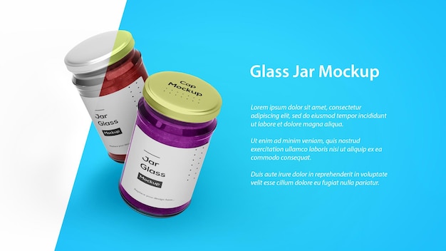 High angle Two Glass jar jam product mockup concept