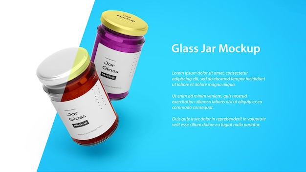 High angle Two Glass jar jam product mockup