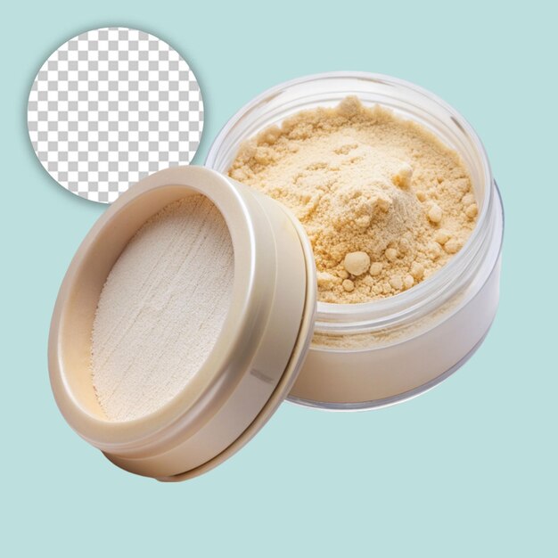 PSD high angle view of face powder on transparent background