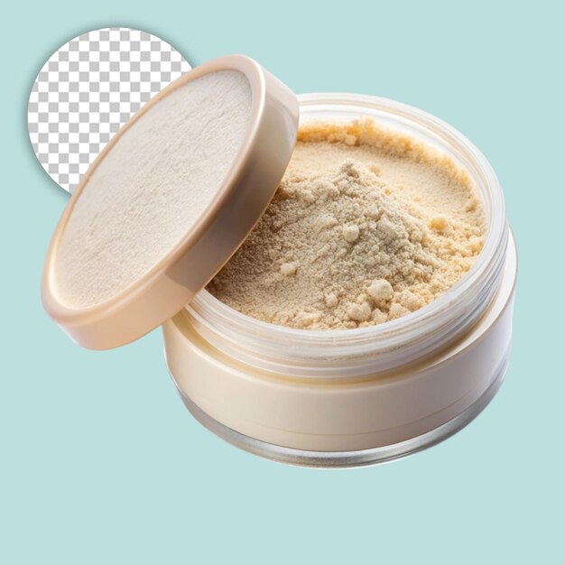 PSD high angle view of face powder on transparent background