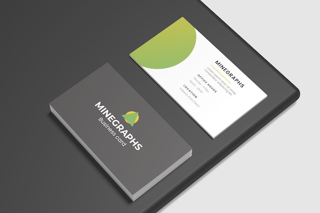 High Angle View of Stacks of Business Card Mockups