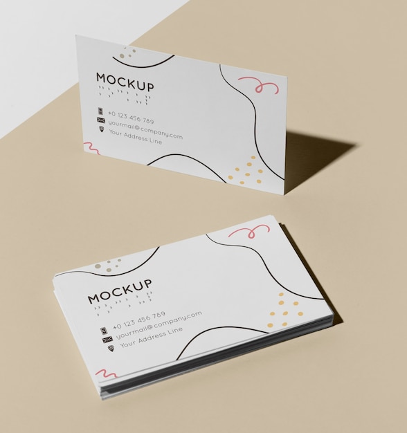 High angle of visiting card mock-up with braille