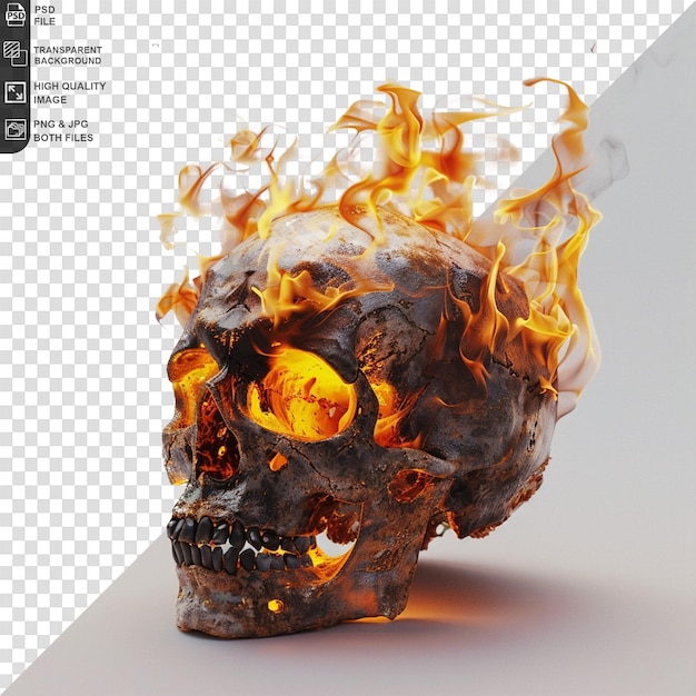 High fire skull isolated on transparent background