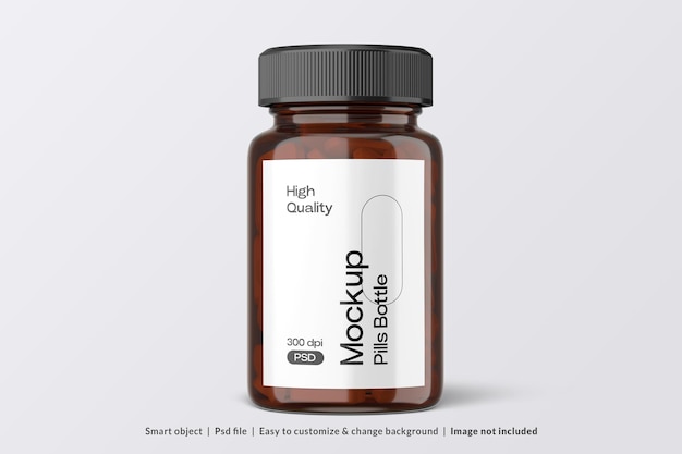 High quality brown Pills Bottle mockup