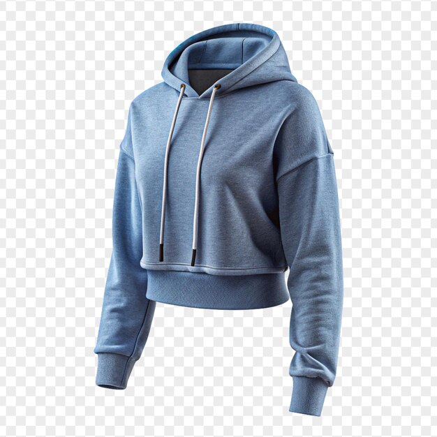 High quality a cropped beautiful hoodie isolated on transparent background for mockup