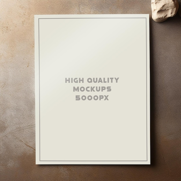 high quality paper poster mockup on sand