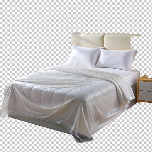 high quality transparent blanket on a bed on transparent background