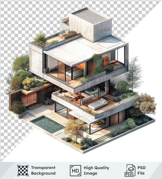 high quality transparent psd 3d isometrics modern house isolated on a transparent background