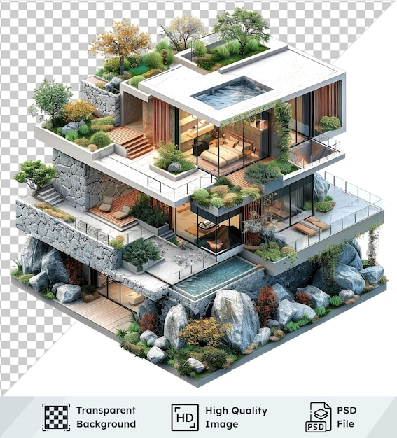 PSD high quality transparent psd 3d isometrics modern house isolated on a transparent background