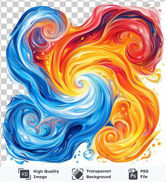 high quality transparent psd abstract acrylic swirls vector symbol psychedelic multicolored pattern on a isolated background