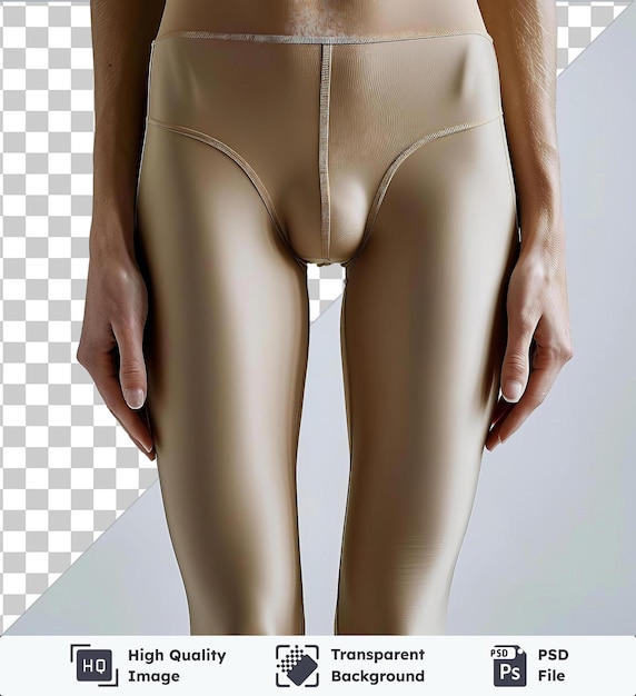 high quality transparent psd front view capture a pair of tights sand nylon material fabric label material material material material material material material