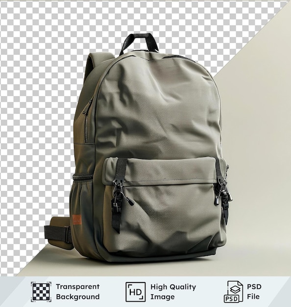 high quality transparent psd gray backpack on transparent background