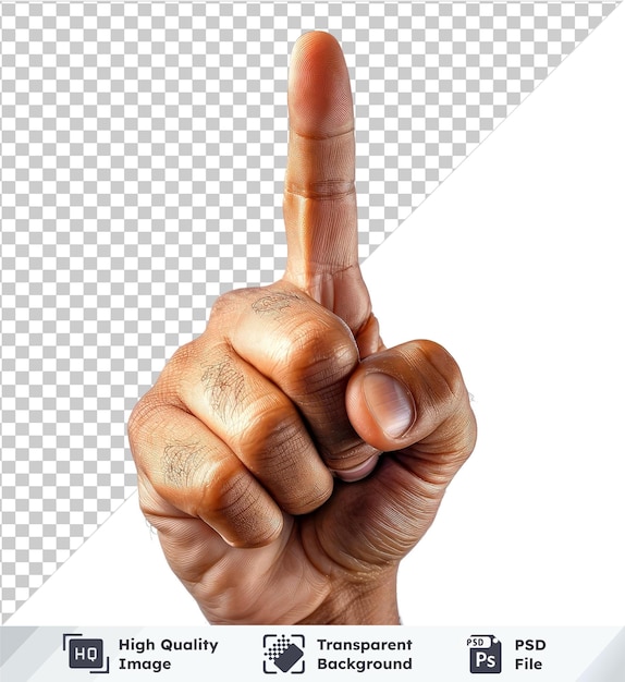 high quality transparent psd index finger pointing upward isolated on transparent background