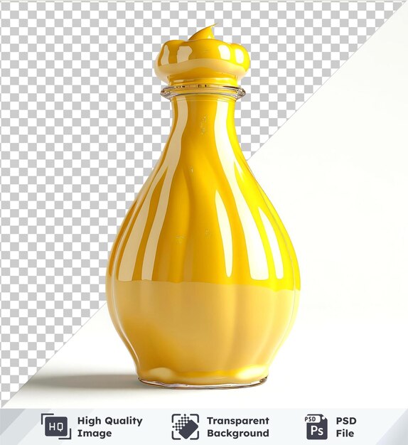 high quality transparent psd mayonnaise bottle with yellow top and handle casting a dark shadow