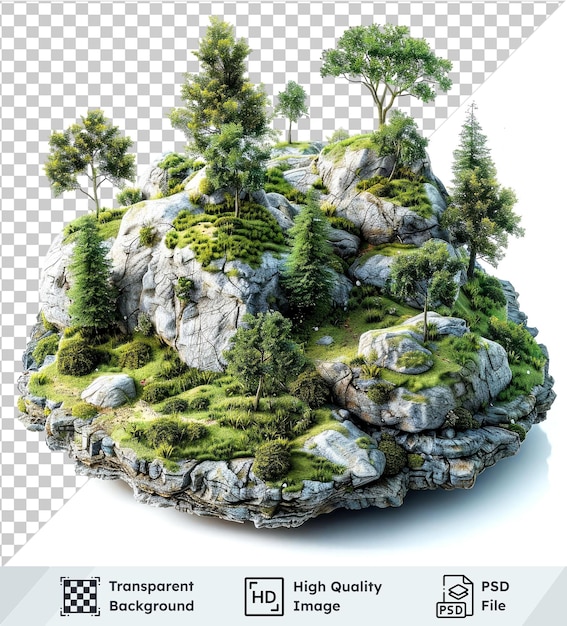 high quality transparent psd miniature worlds with trees isolated on transparent background