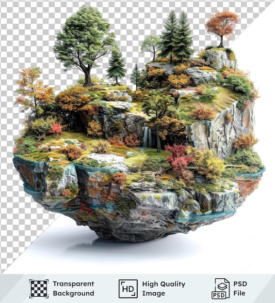 high quality transparent psd miniature worlds with trees isolated on transparent background